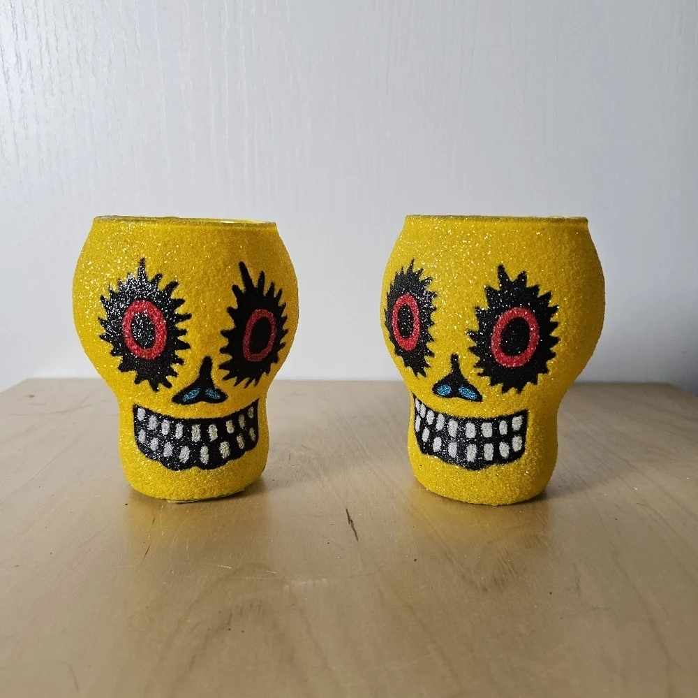 Department 56 Yellow Skull Candle Holders